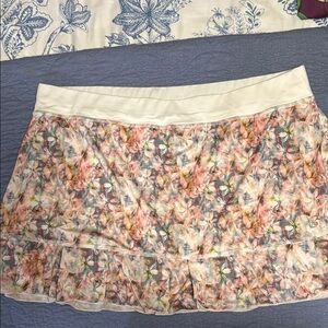 Orange and Gray Ruffled Skater Mini Skirt